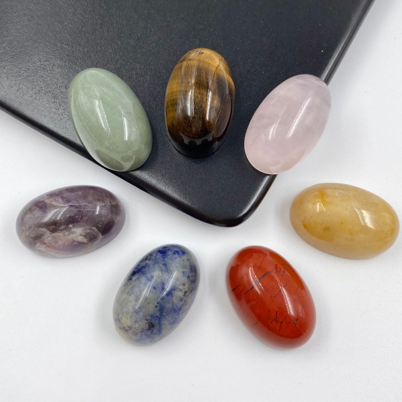 Energy polishing crystal egg gift box set wholesale bulk natural small crystal palm colorful egg stone for decoration