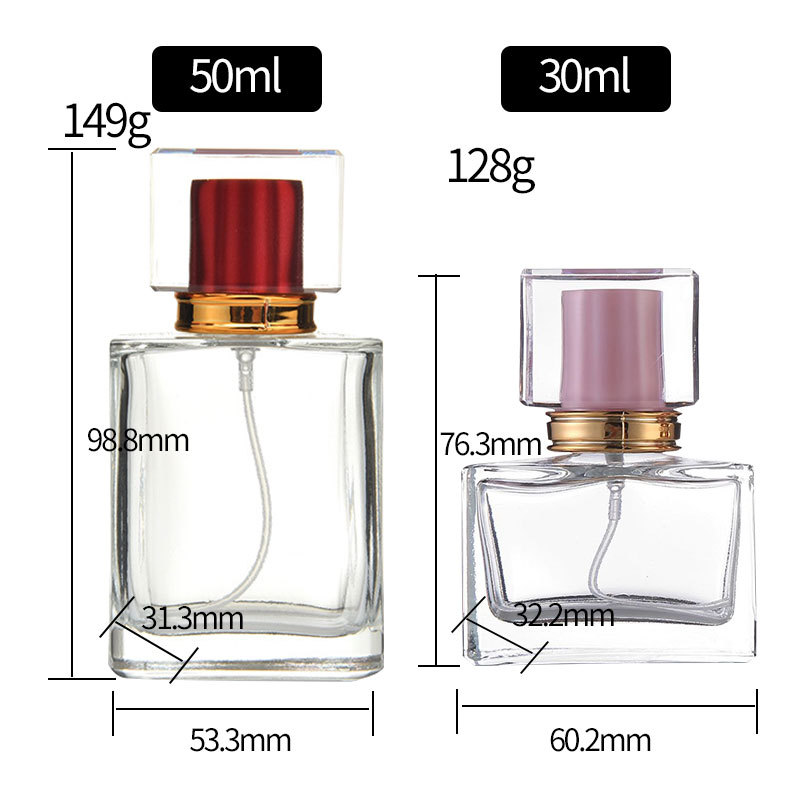 Wholesale New Product Clear Transparent 30ml 50ml empty glass crystal perfume spray bottles for sale