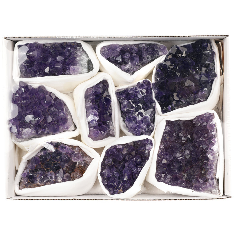 Hot selling natural crystal cluster crafts wholesale healing reiki amethyst crystal cluster gift box set for decoration