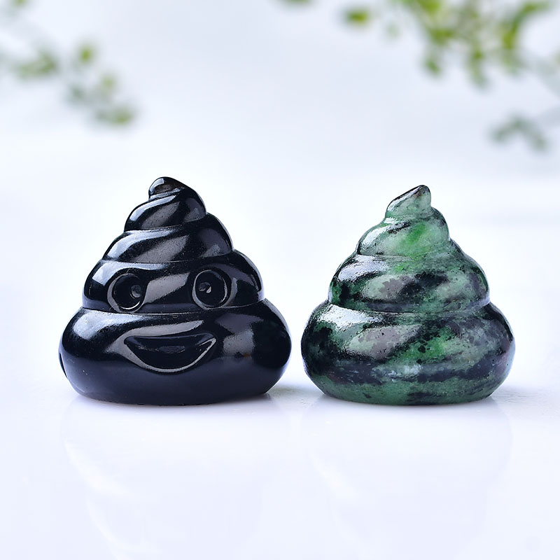 Best selling wholesale polished carved gemstones natural healing 2 inches crystal poo carvings crafts for sale