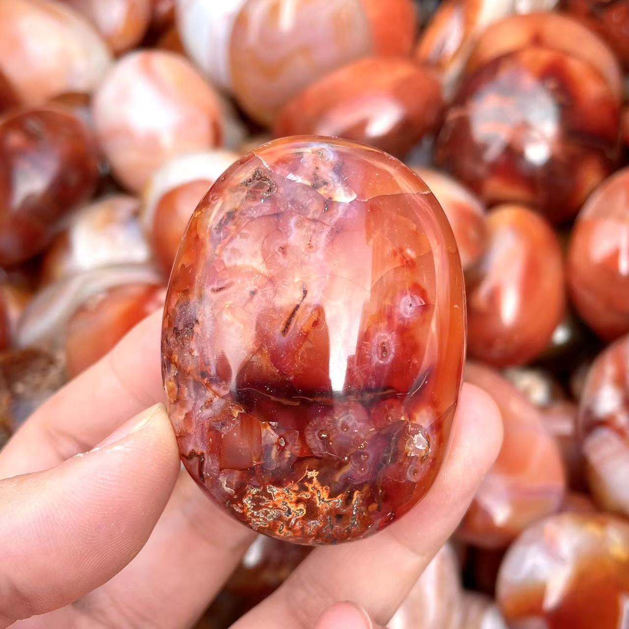 Hot sale healing crystal agate crafts natural polished agate gemstone crystal palms ornamental stones for sale