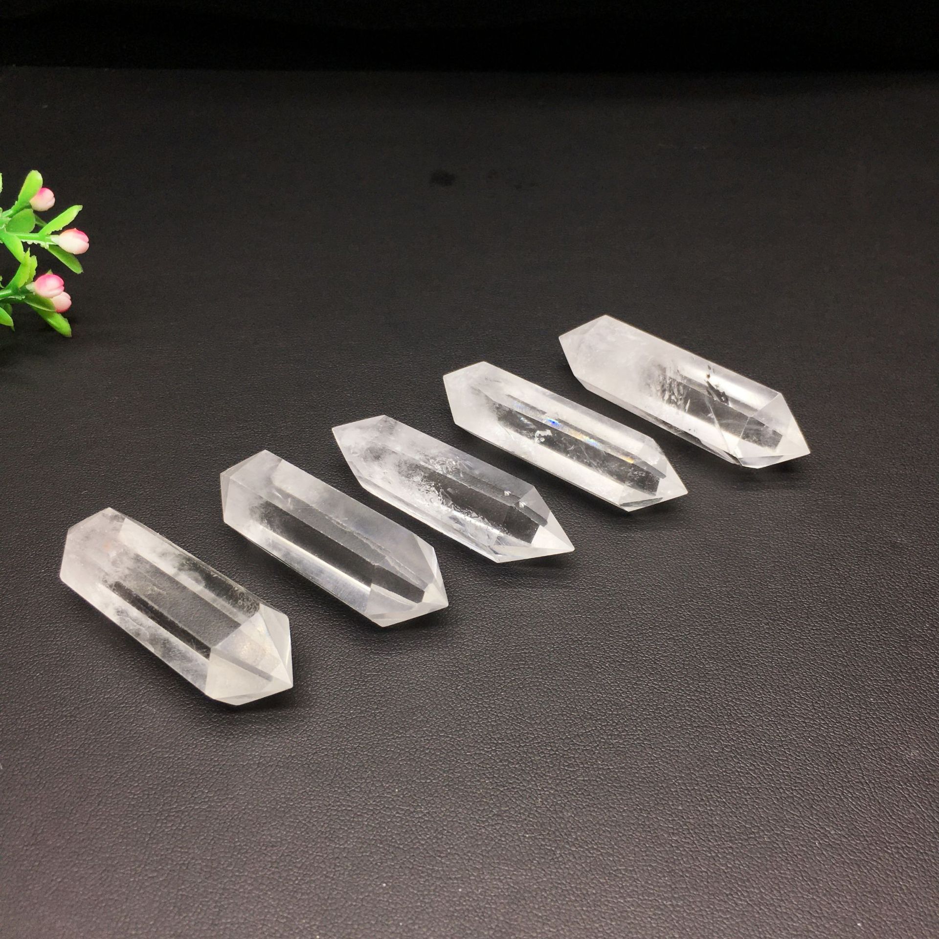 Natural crystal tower point wholesale bulk transparent clear Double pointed white crystal tower for decoration