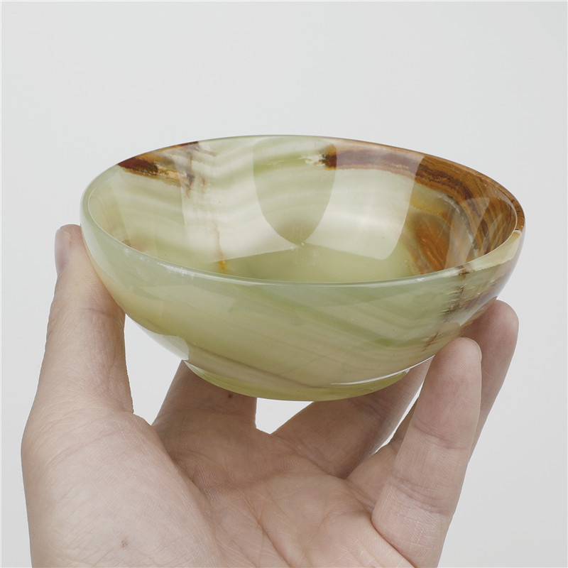 High-quality natural crystal carving bowl Polished Striped green Afghan jade bowl crystal carving gemstone for gifts