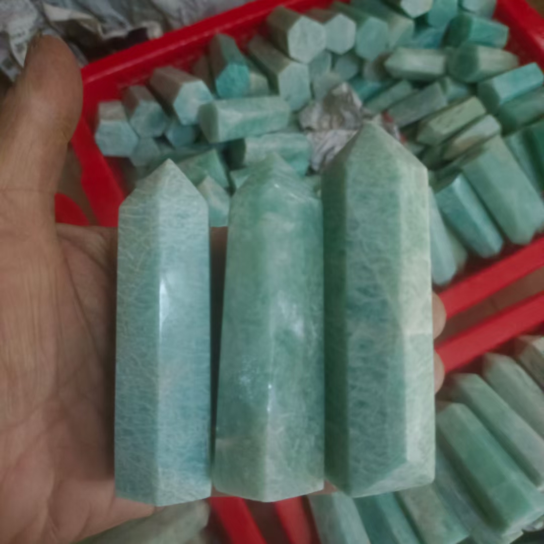 Gem stones crystals point healing polished reiki amazonite stone crystal tower point wholesale for gifts