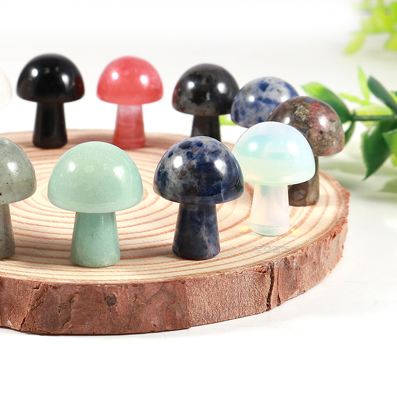 Hot sale crystals healing stones carvings natural gemstone mini crystal mushrooms carving crafts