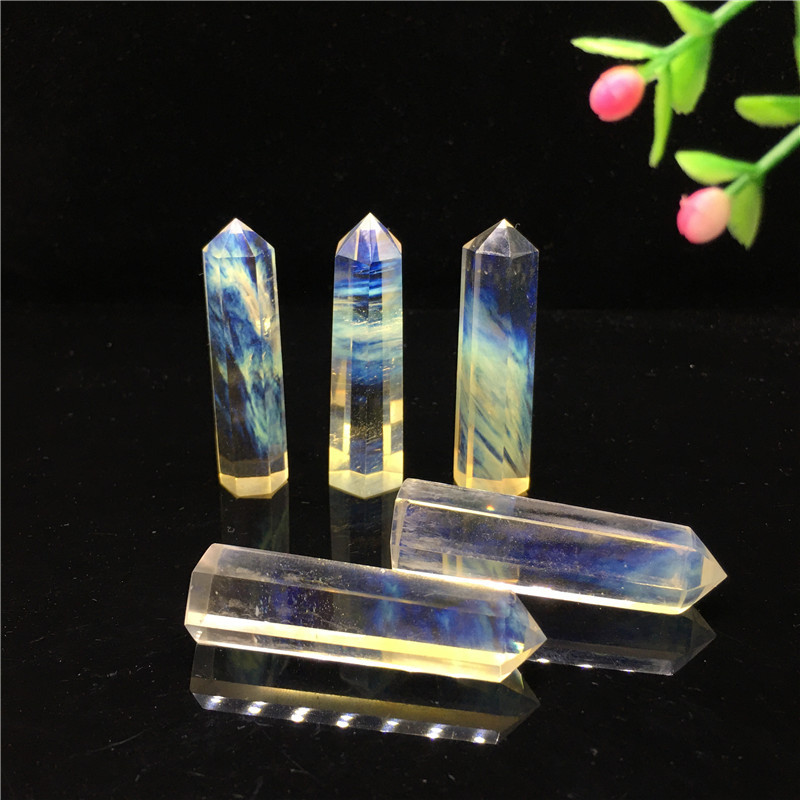 Wholesale natural reiki crystal point wand yellow smelting stone quartz crystal tower for decoration