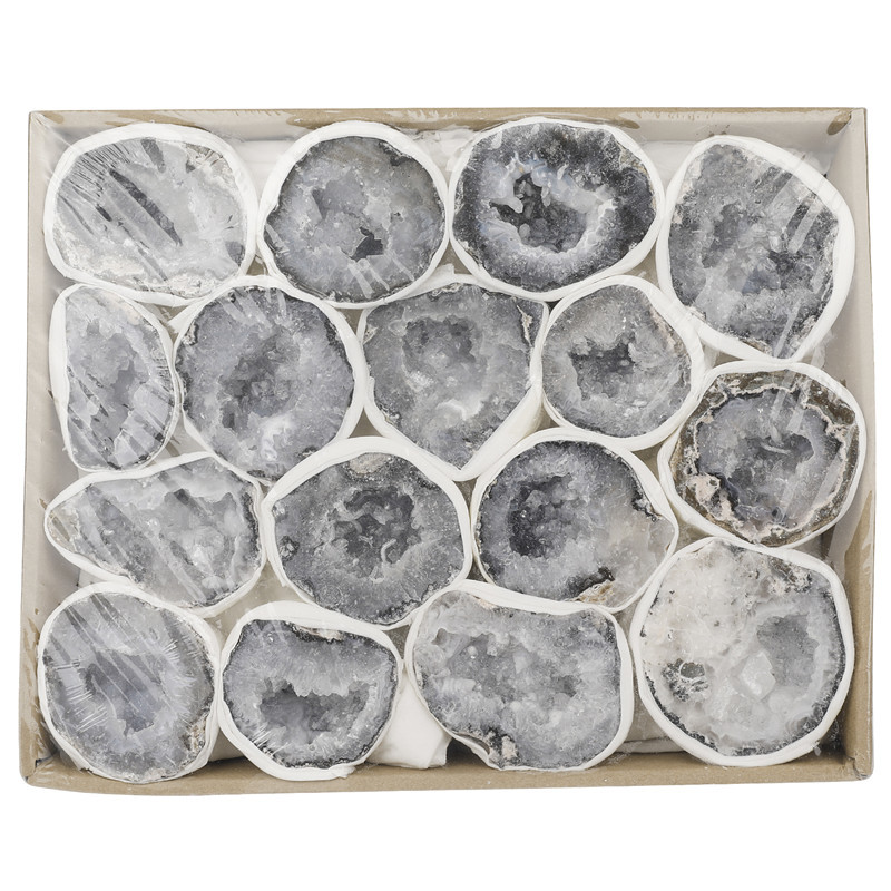 High Quality natural crystal healing stones half cut hollow agate crystal geode raw ore Gift Box