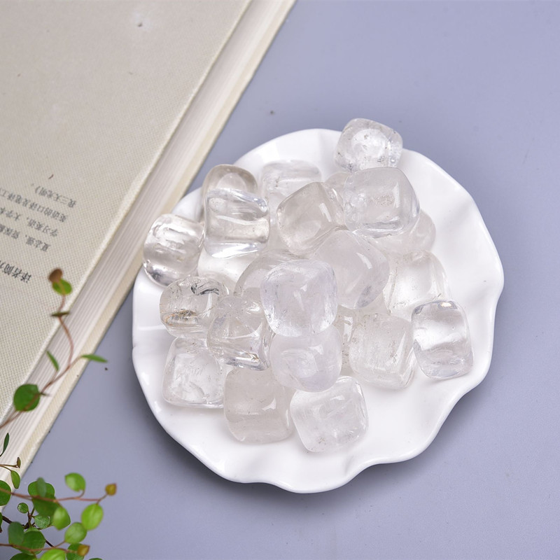 Healing Reiki Crystal tumble stone bulk natural clear square white crystal tumble stone for home decoration