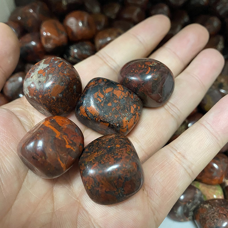 Hot Sale Natural tumble stones bulk reiki gemstone high quality crystal bloodstone tumble stones for fengshui decoration