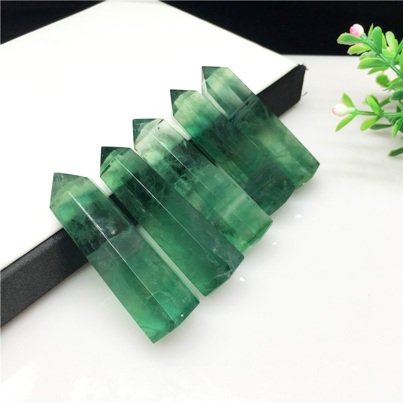 Wholesale bulk gem green fluorite point wand healing polishing green fluorite crystal tower high quality