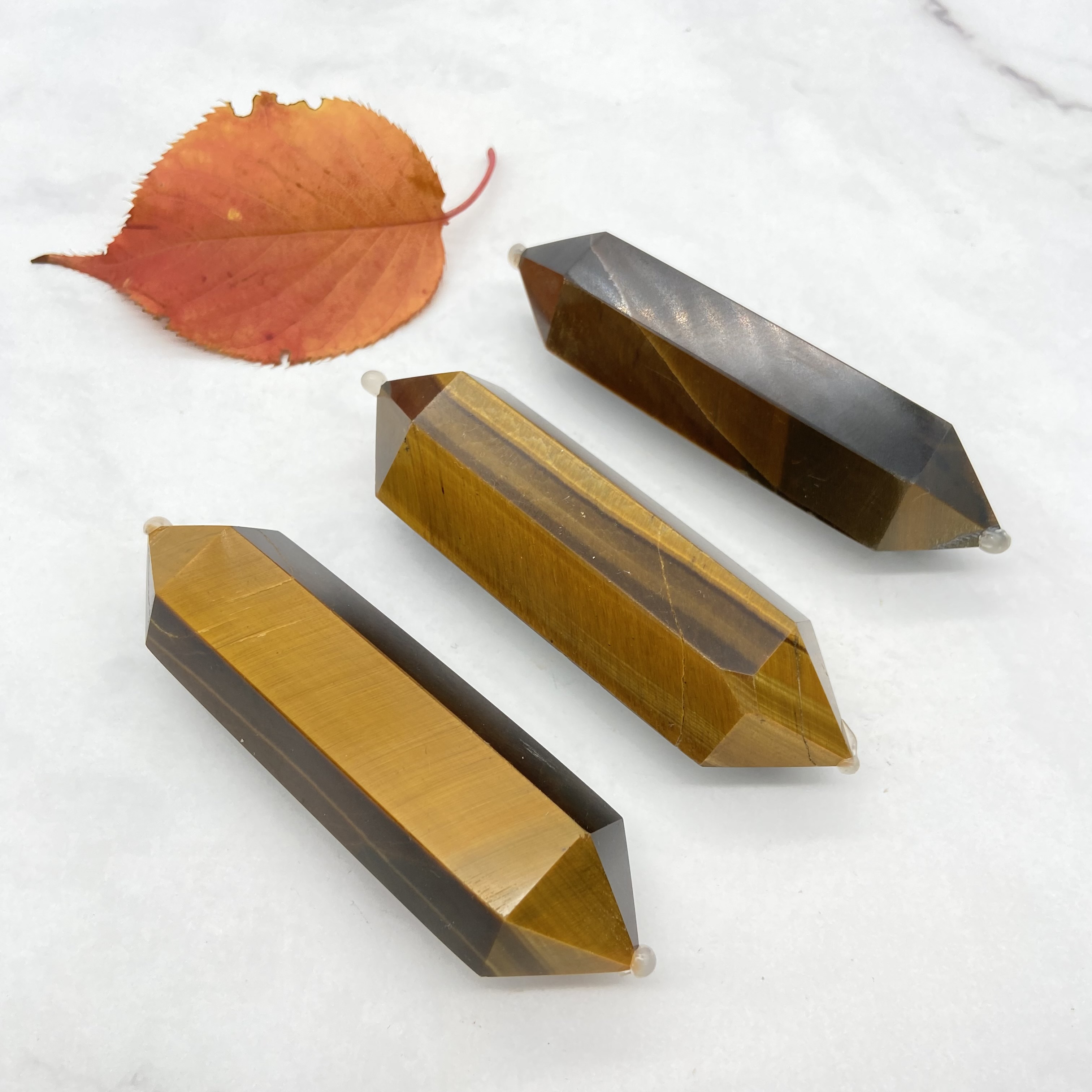 Tigers eye crystal healing stones natural quartz crystal point tiger eye stone double pointed mini tower for healing