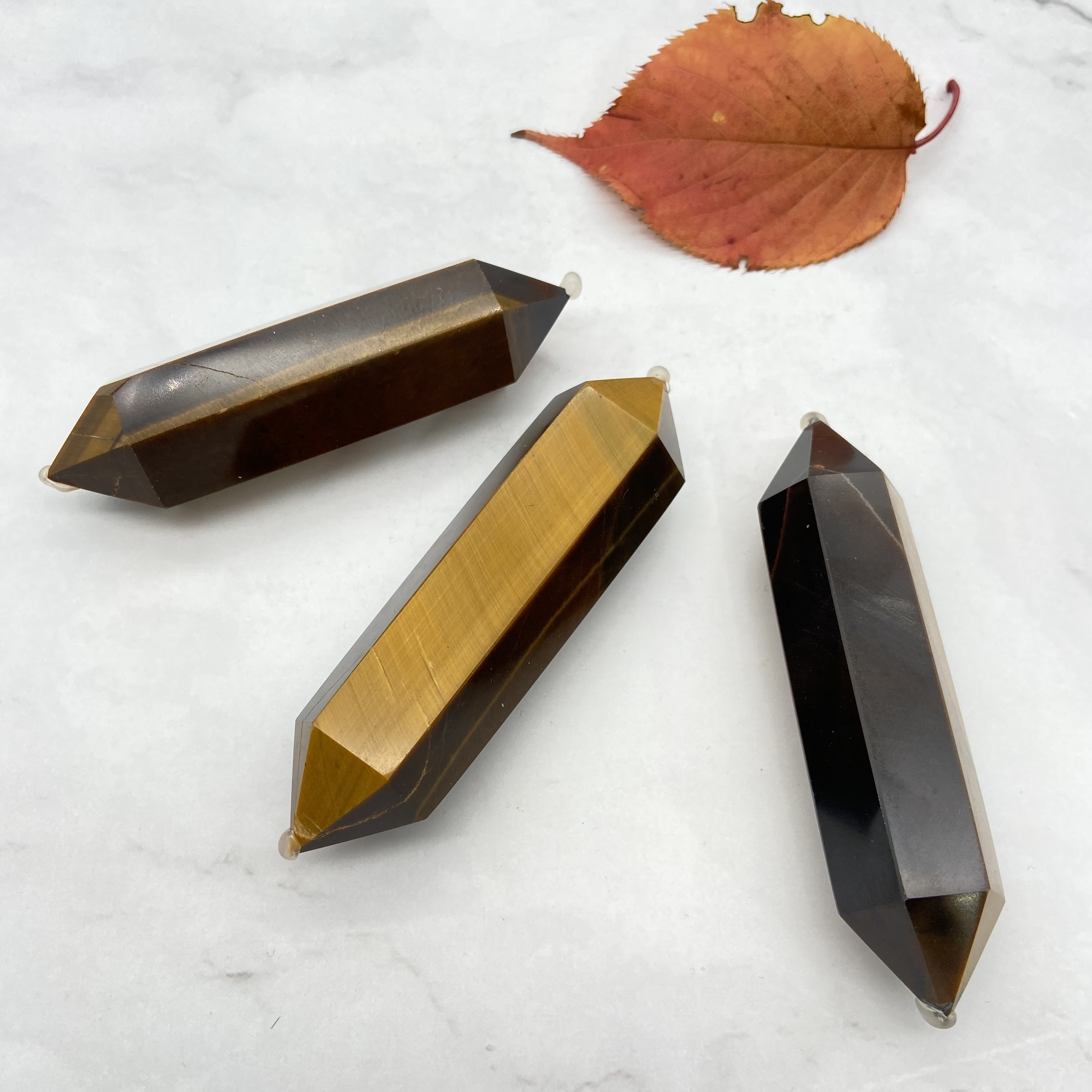 Tigers eye crystal healing stones natural quartz crystal point tiger eye stone double pointed mini tower for healing