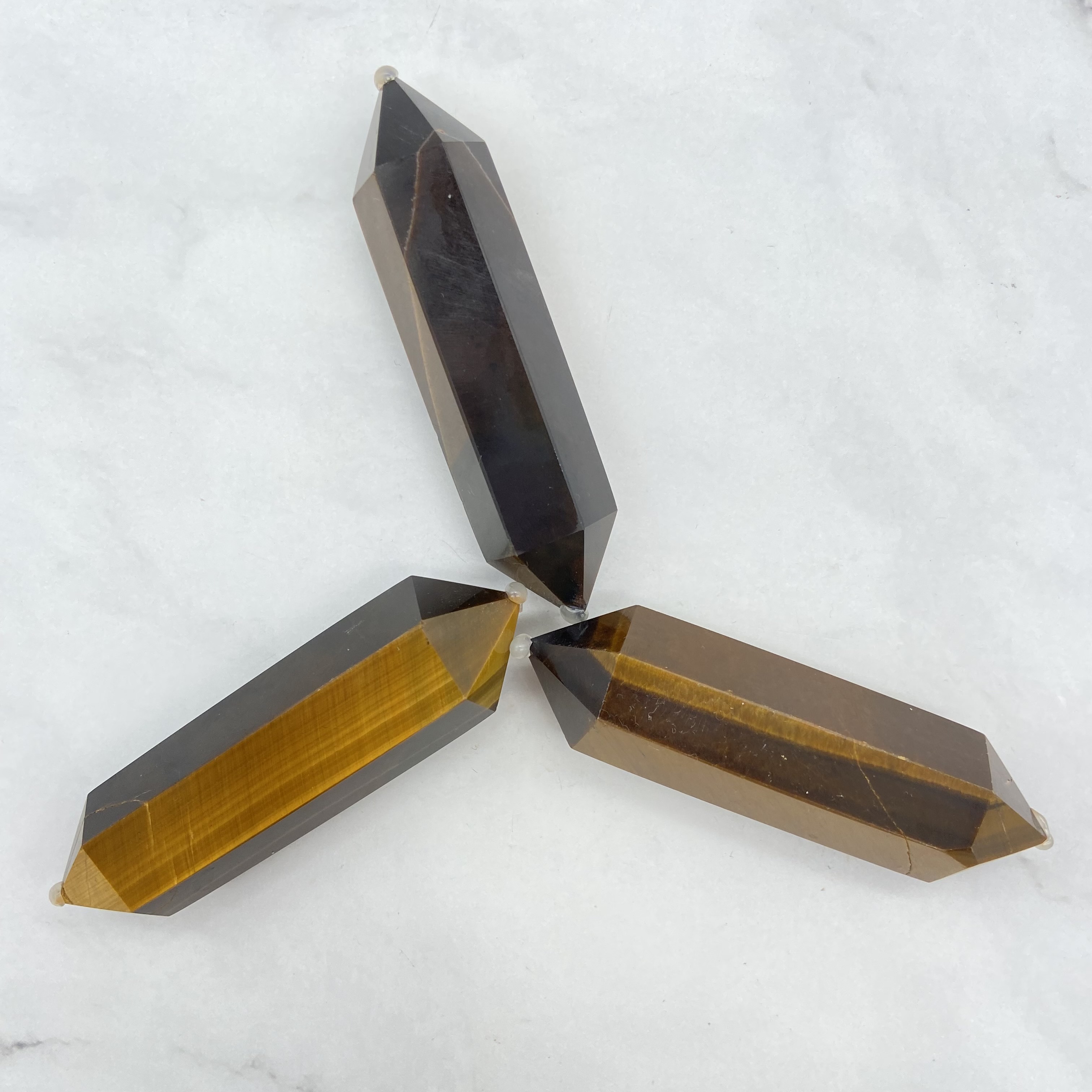 Tigers eye crystal healing stones natural quartz crystal point tiger eye stone double pointed mini tower for healing