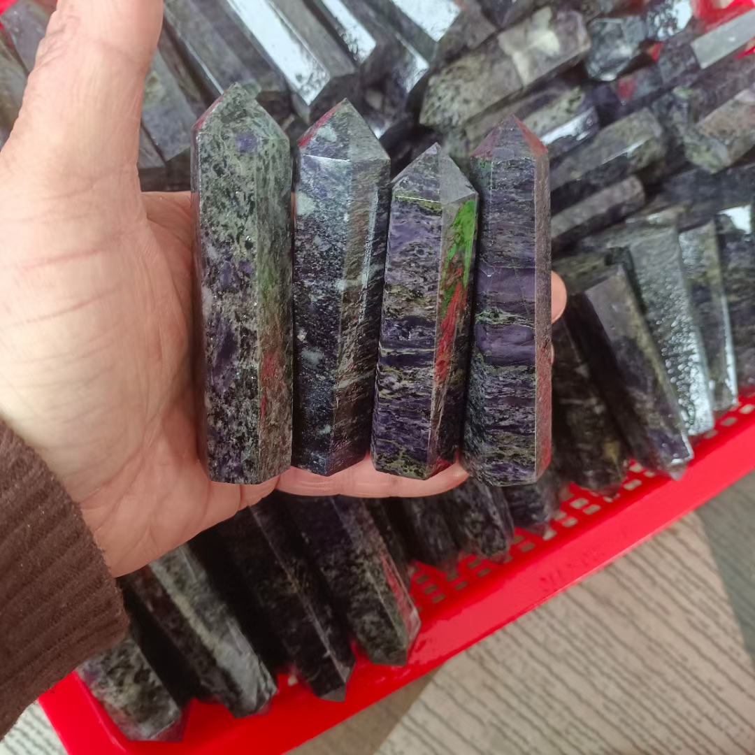 Hot sale high quality energy crystal tower natural quartz charoite crystal tower point for feng shui