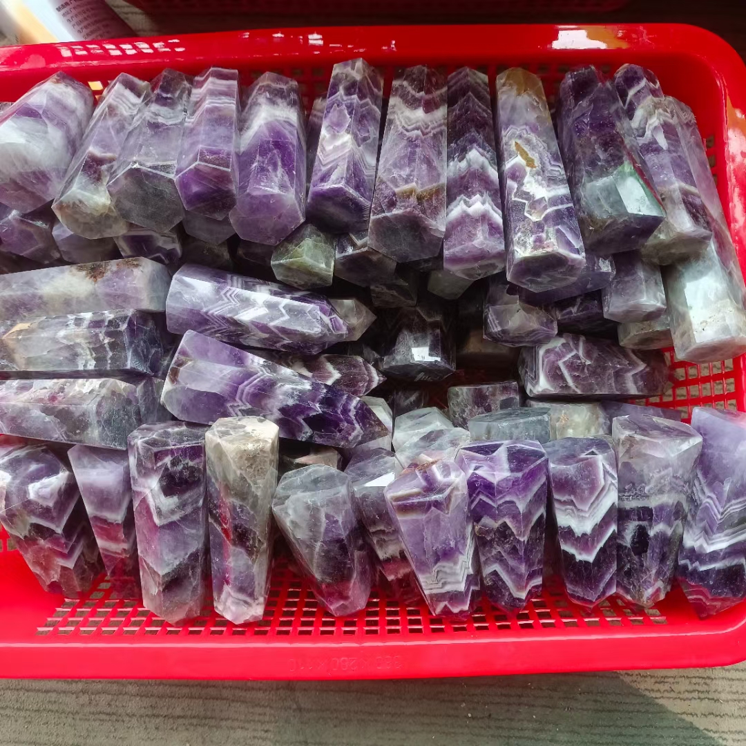 Natural crystals healing stones tower wholesale reiki polished dream amethyst tower crystal wand point for decoration