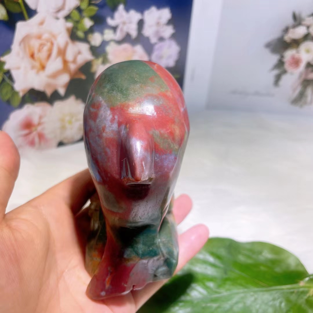 High quality healing crystal animal carving folk crafts natural marine jasper crystal carving dolphin for home decoration