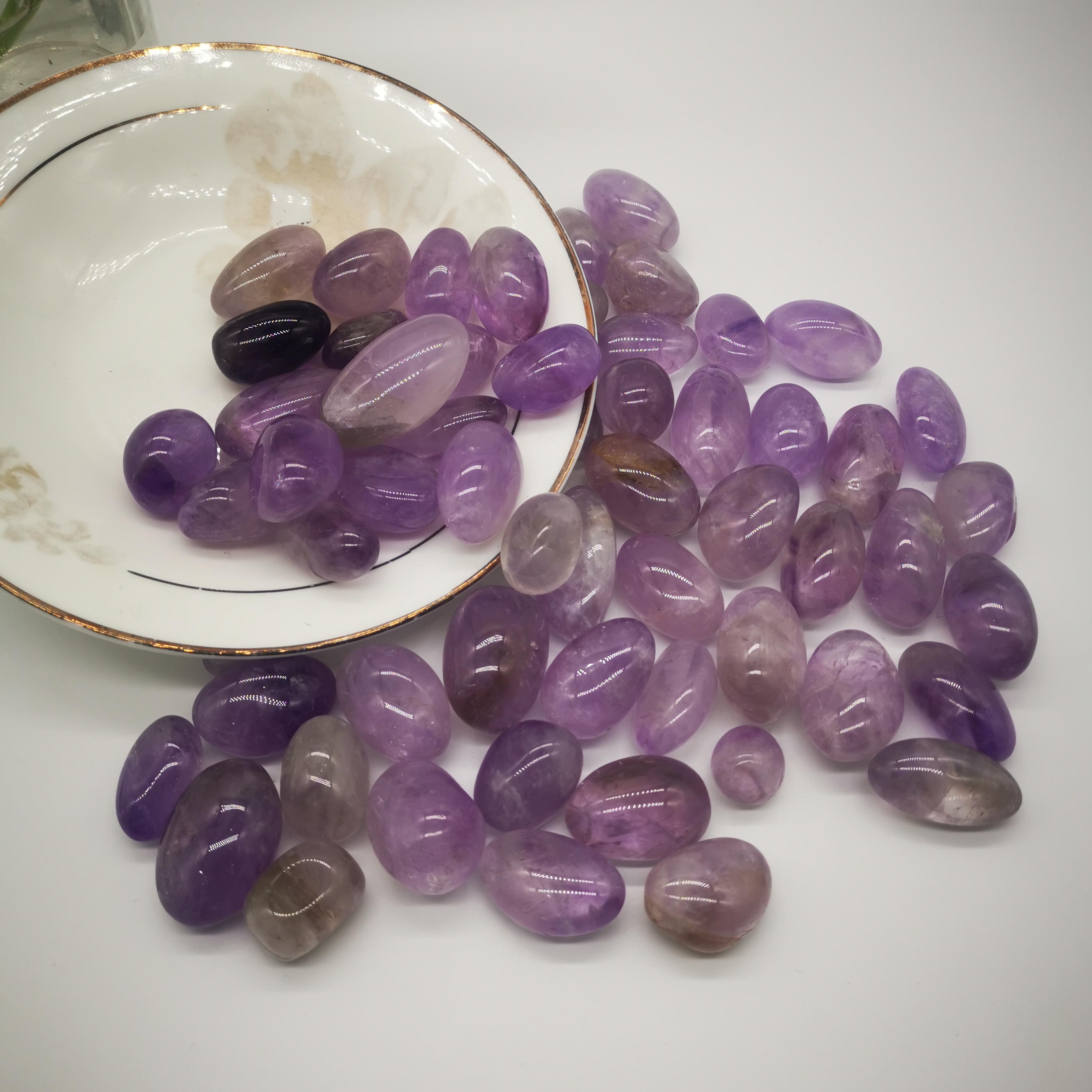 Good quality polished amethyst stone natural gemstone high quality reiki amethyst crystal tumble stone for decoration