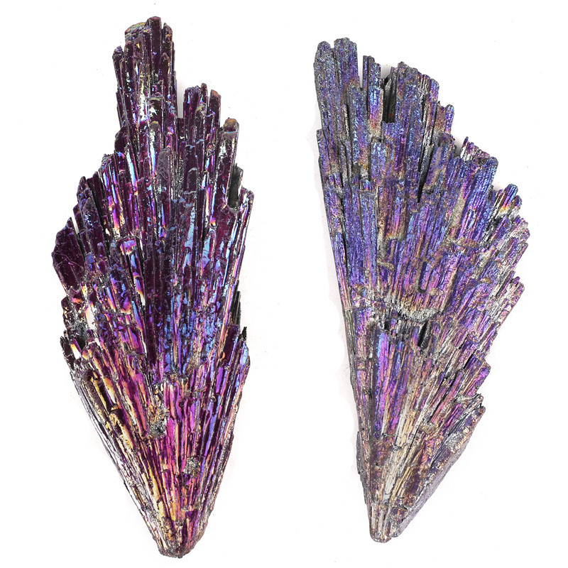 High quality crystal healing gems natural sector aura black tourmaline electroplating purple rough stone mineral material