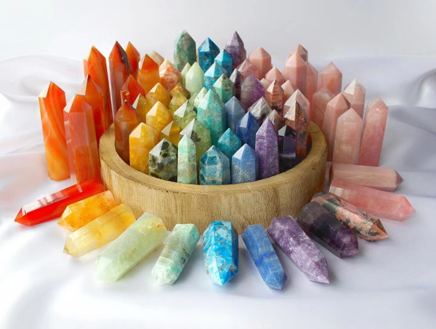 Natural stones polished crystals healing wholesale multicolor crystal tower point gemstone for home decor