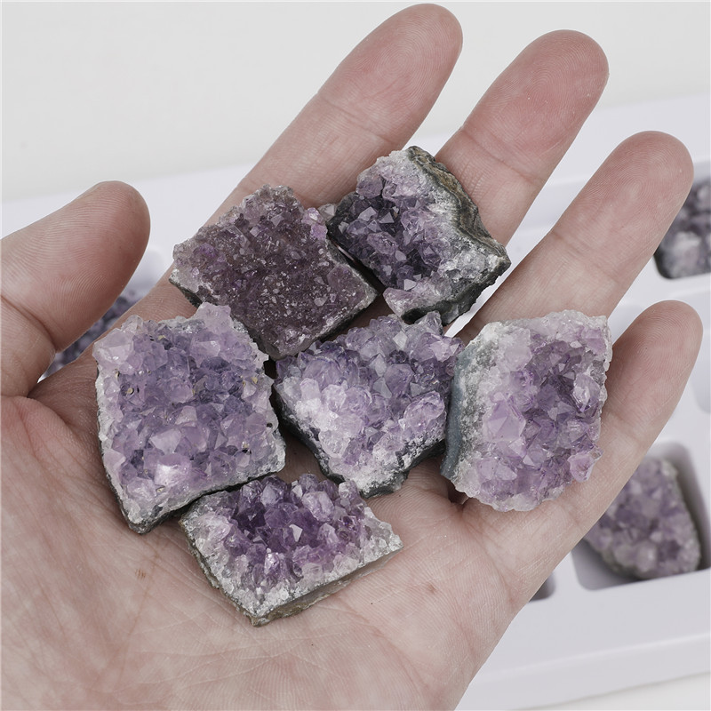 Best selling raw crystal cluster ore pvc boxed rough natural small amethyst cluster raw stone mineral specimens material