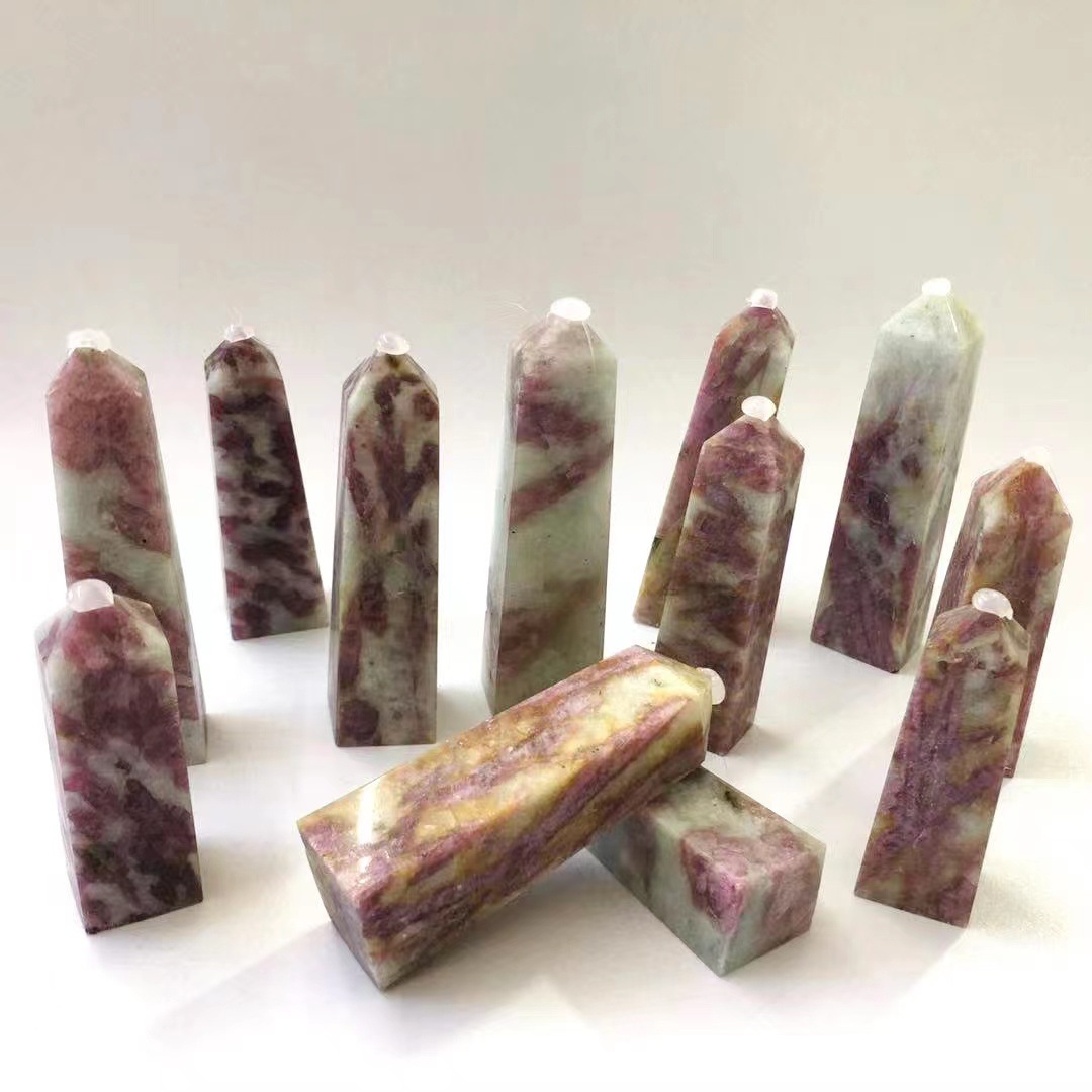 High quality polishing pink tourmaline stone natural crystal healing pink tourmaline towers point reiki for crystal crafts