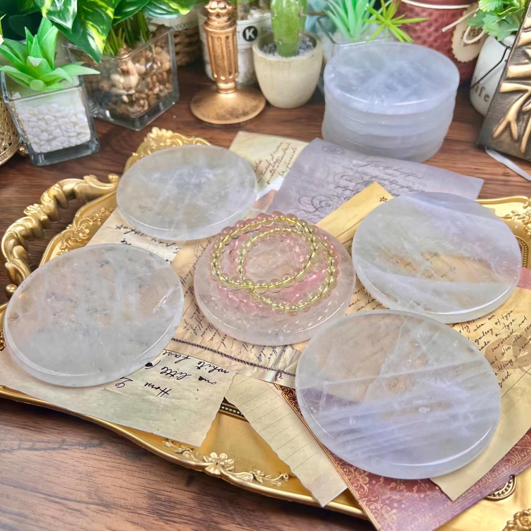 Top quality healing crystal dishes carving bulk natural polished transparent crystal dish hand carved crafts for decoration