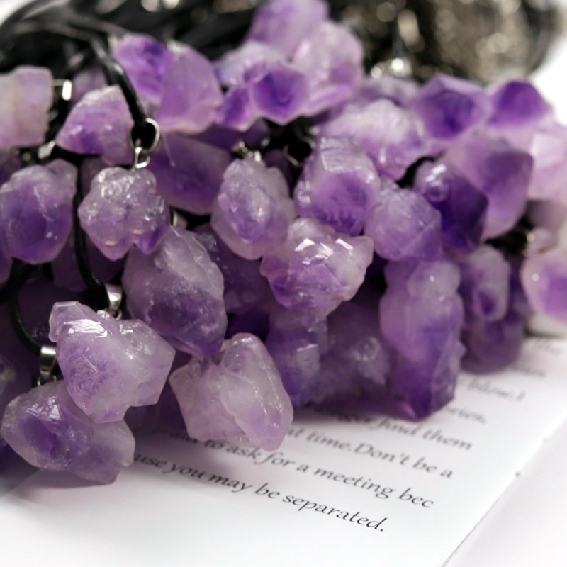 Manufacturer wholesale natural rough amethyst pendant crystals healing stones naturaljewelry crystal stonecrystal crafts