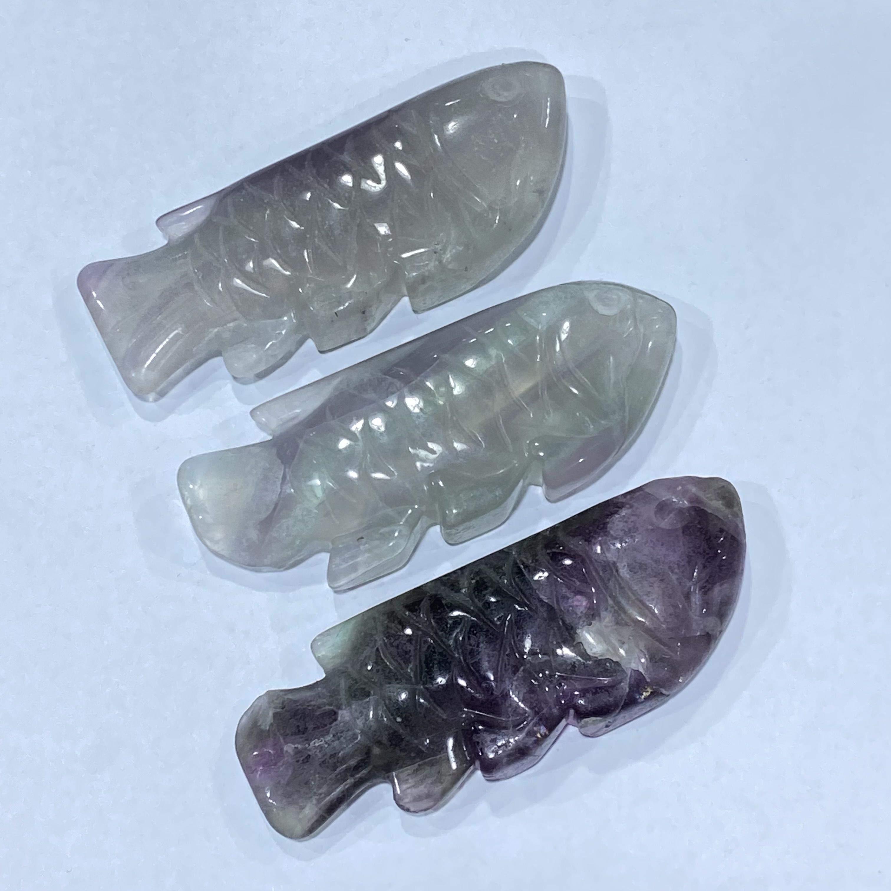 Best selling Crystal Animal Crafts High Quality Natural Healing Fluorite Carving Fish For Decoration