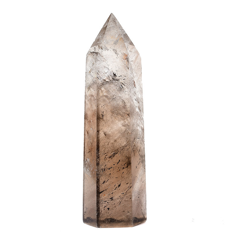 High quality crystal healing stone natural reiki black white fireworks tea crystal point tower bulk for fengshui