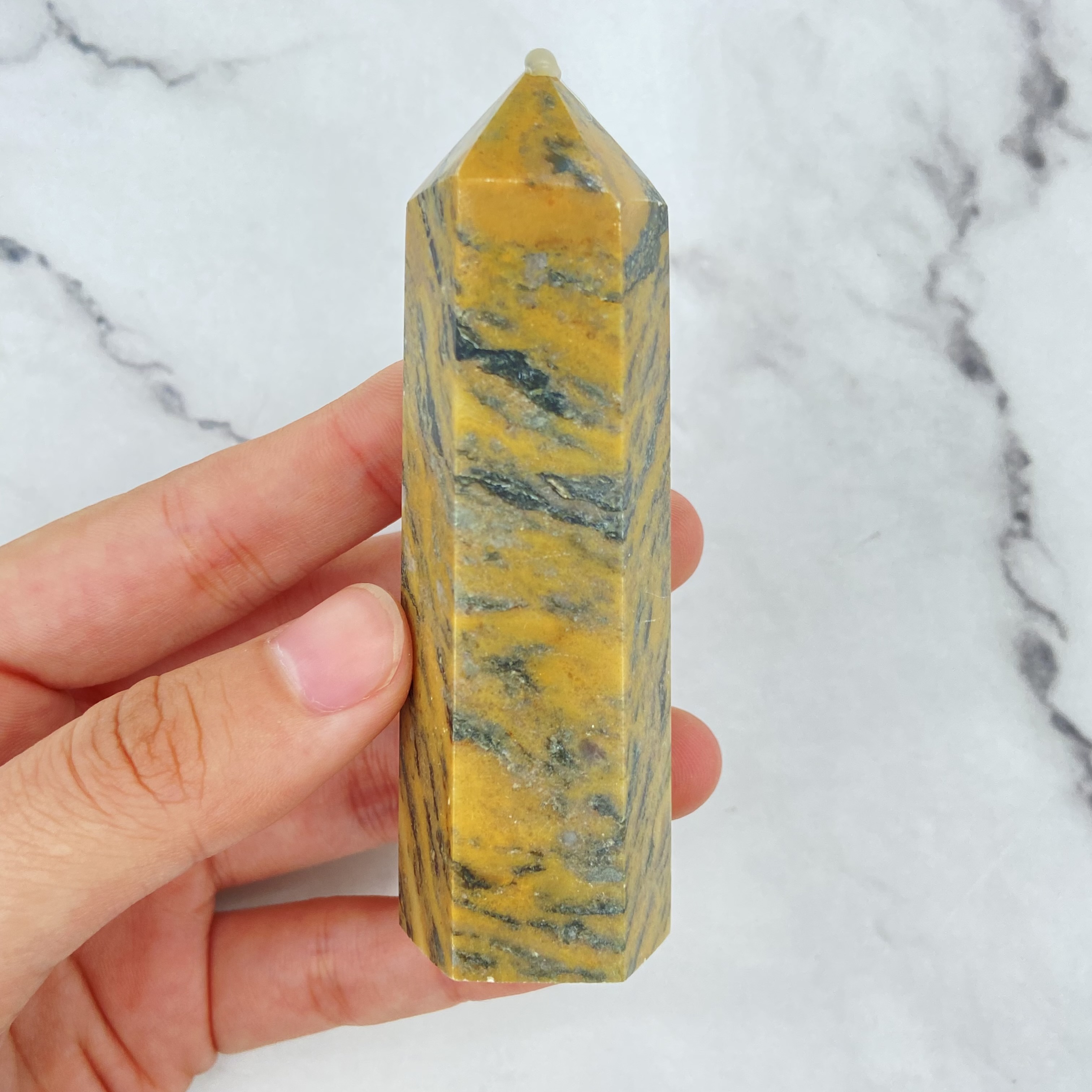 Natural stone crystal polished healing leopard grain crystal fengshui small point tower for crafts