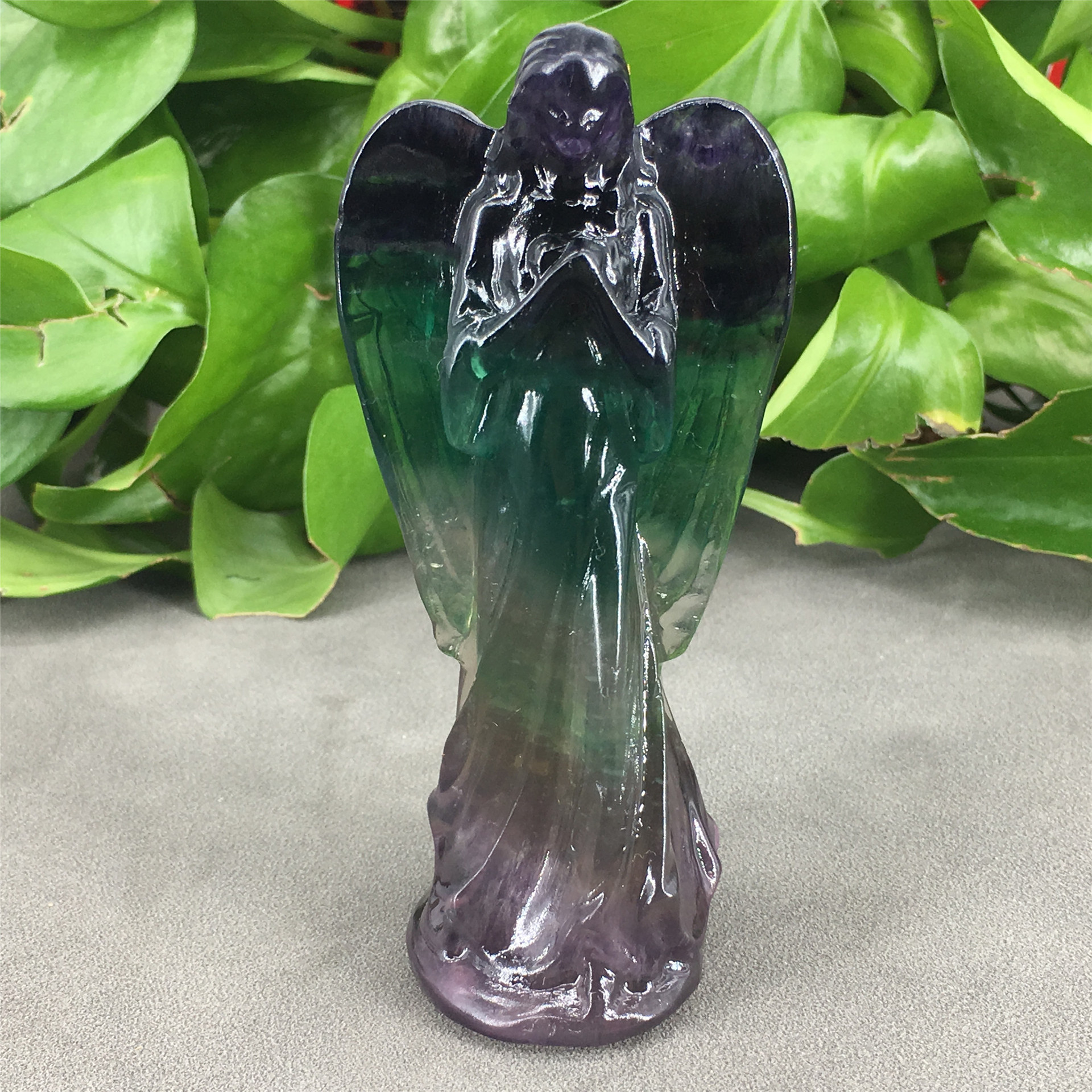 Best selling angel crystal carving crafts healing polished fluorite angel mini carving for decoration and gifts