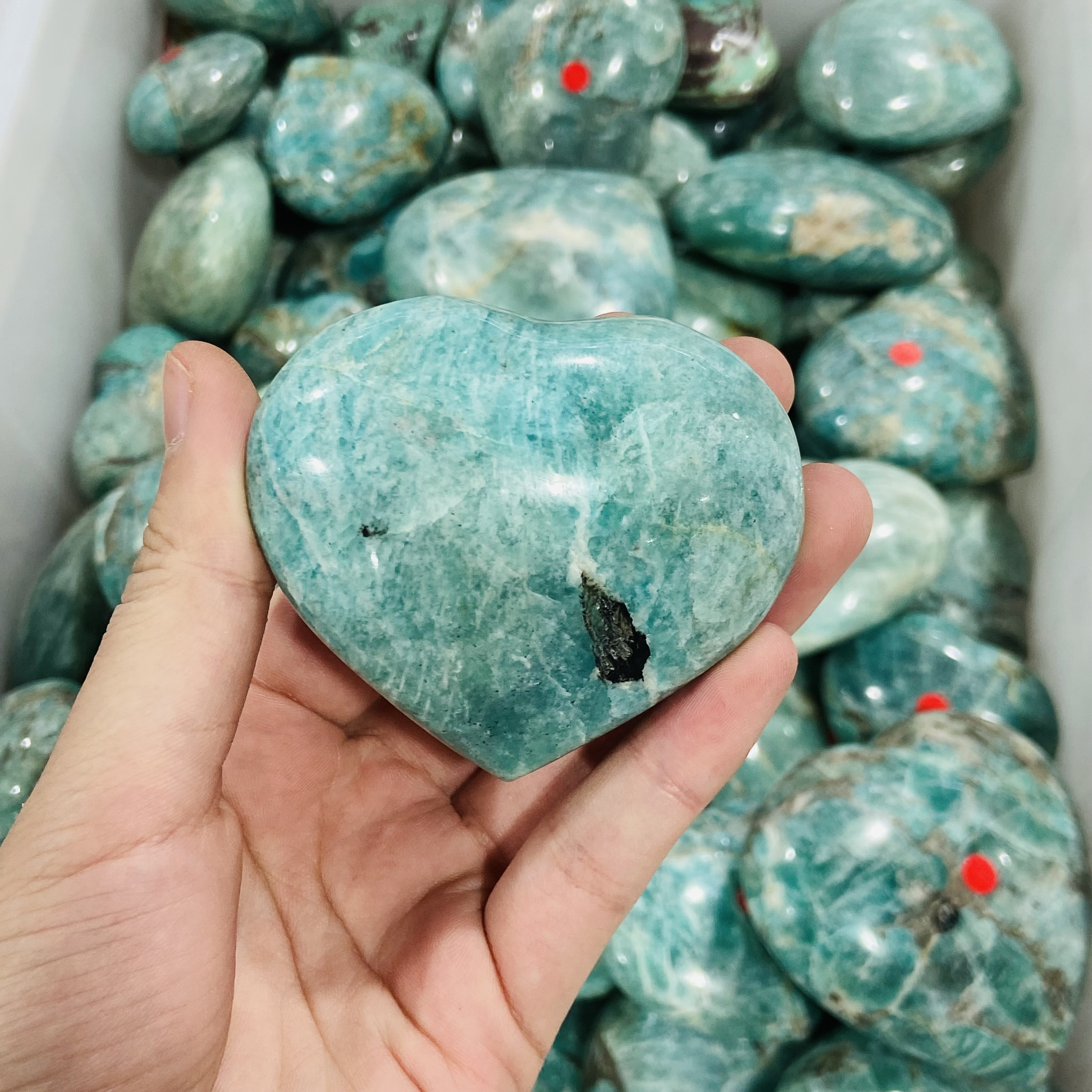 New Natural crystals healing stones amazonite stone Crystal hearts healing crystal for decoration and gifts