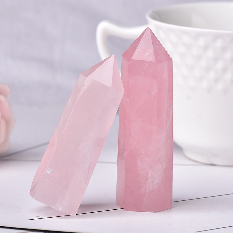 Hot sale natural crystal stone tower bulk healing polished rose small tower holiday decoration