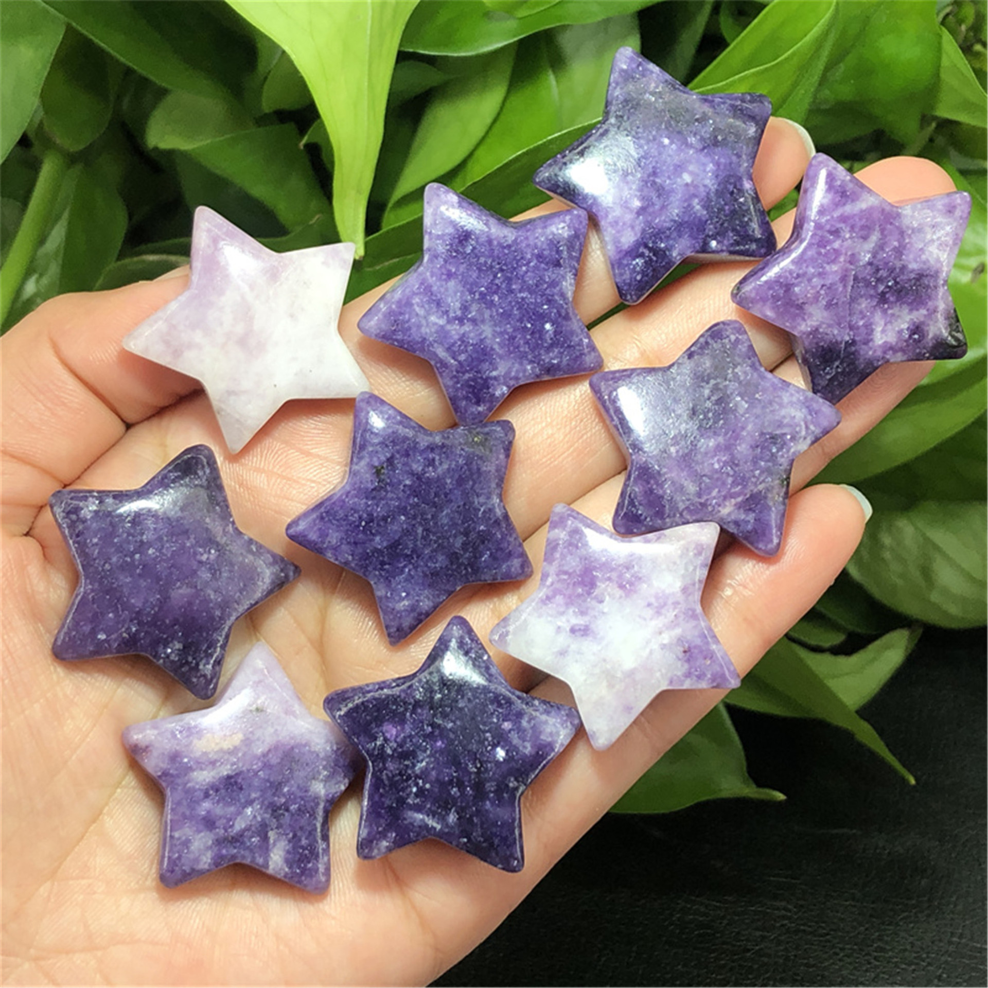 Wholesale high quality natural crystal healing stone purple mica star carving craft decoration and gifts