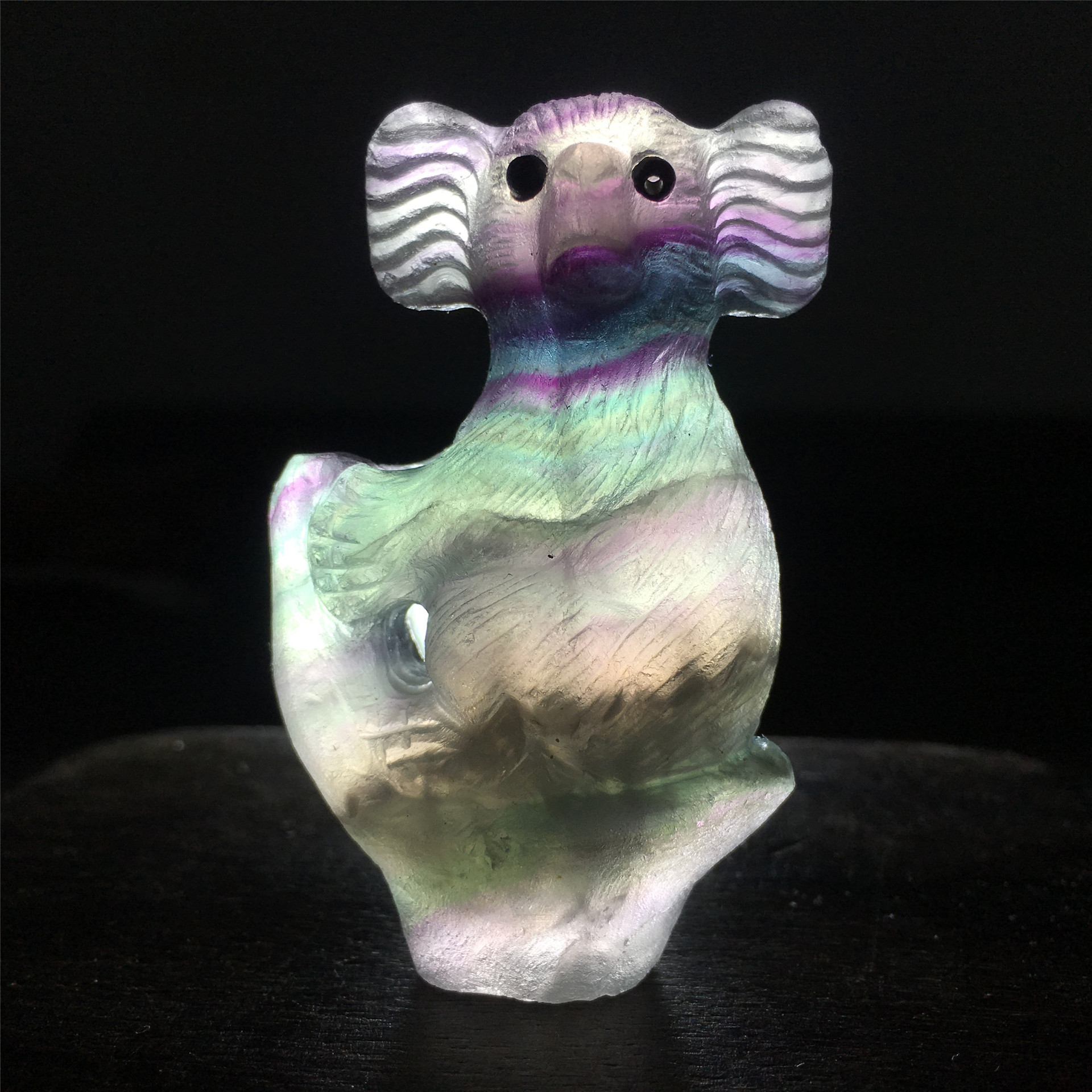 Good price hand carved crystals crafts gifts natural reiki rainbow fluorite koala animal crystal carving SAMEI JEWELRY