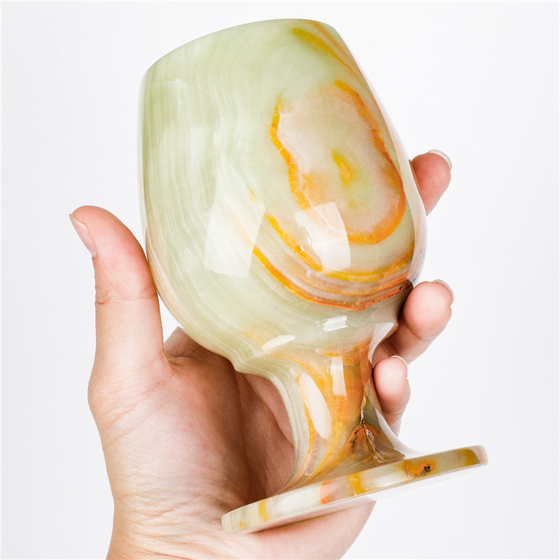 Natural Hand-carved Jade wine cup furnishing articles polished Afghan jade carving wine cup natural crystal craft for decoration