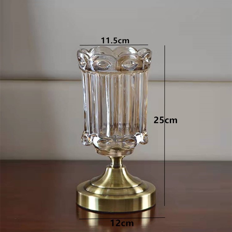 Bronze living room modern crystal table lamp wedding decoration metal lamp base wedding crystal candle holder