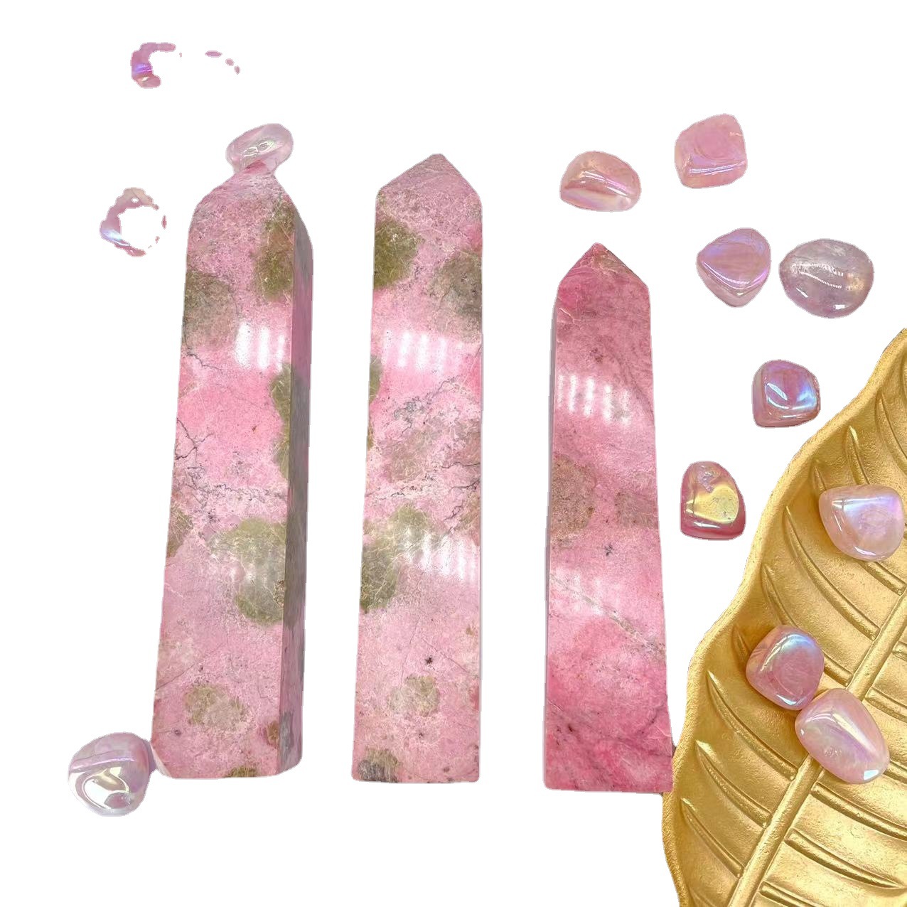 Wholesale high quality rose quartz stone tower decoration natural polished reiki rose crystal wand point for healing