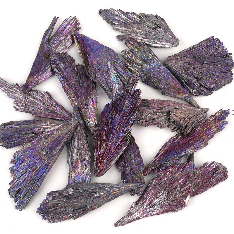 High quality crystal healing gems natural sector aura black tourmaline electroplating purple rough stone mineral material