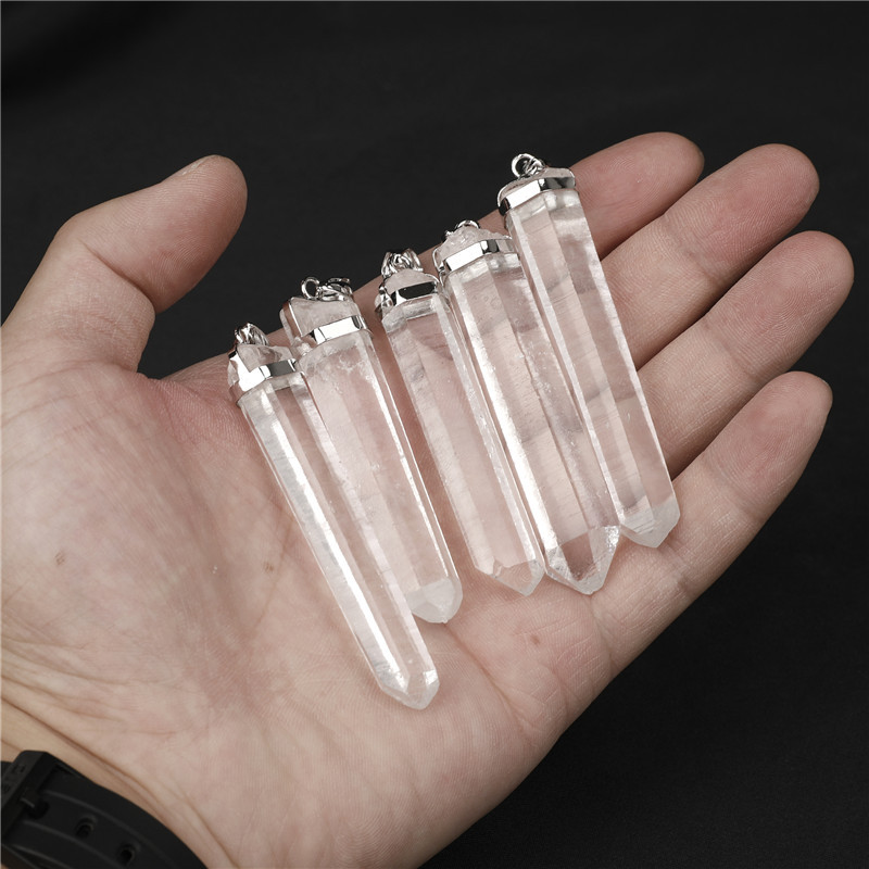 Wholesale Reiki Clear Crystal Jewelry Pendant Gifts Healing Natural White Crystal Tower Point Pendant For Sale