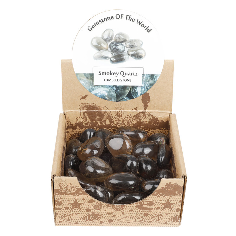 Best selling natural polished crystal gravel gem crafts healing reiki clear smoky quartz crystal tumbled stone for gifts box