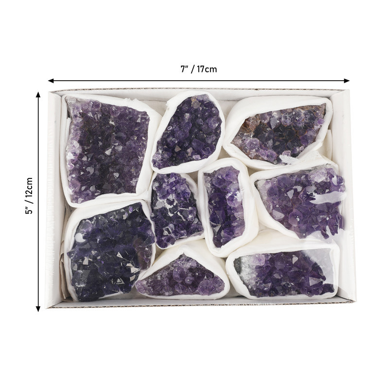 Hot selling natural crystal cluster crafts wholesale healing reiki amethyst crystal cluster gift box set for decoration