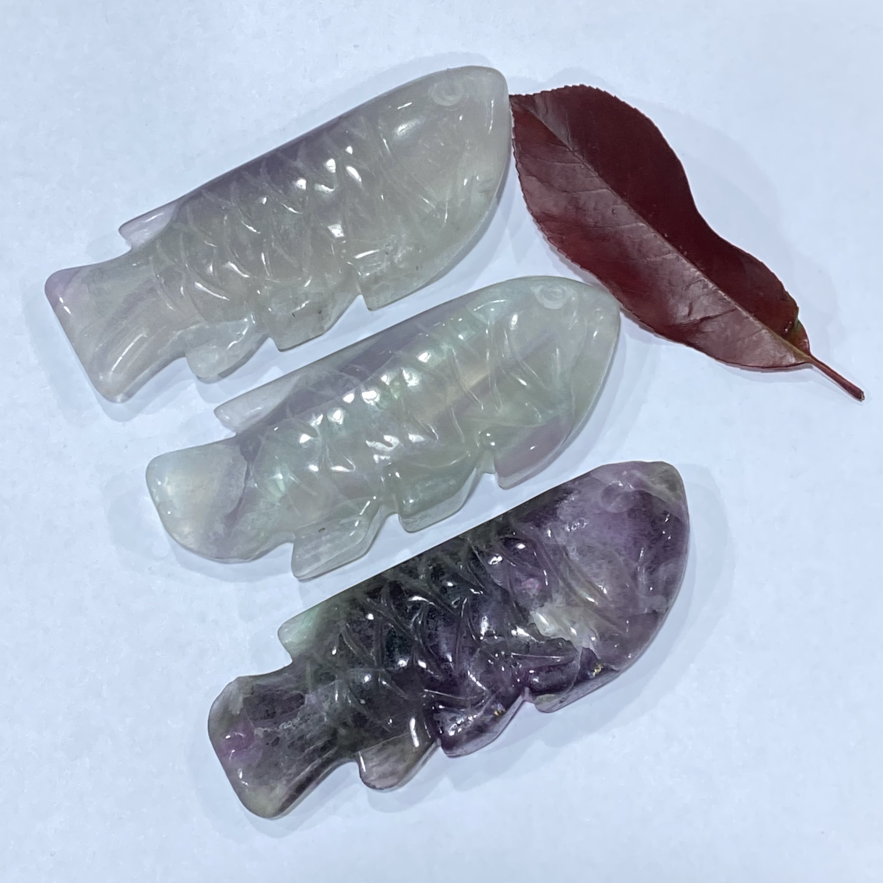 High Quality Natural Bulk Fluorite Hand Carved polishing healing crystal fluorite stone fish carving for gifts