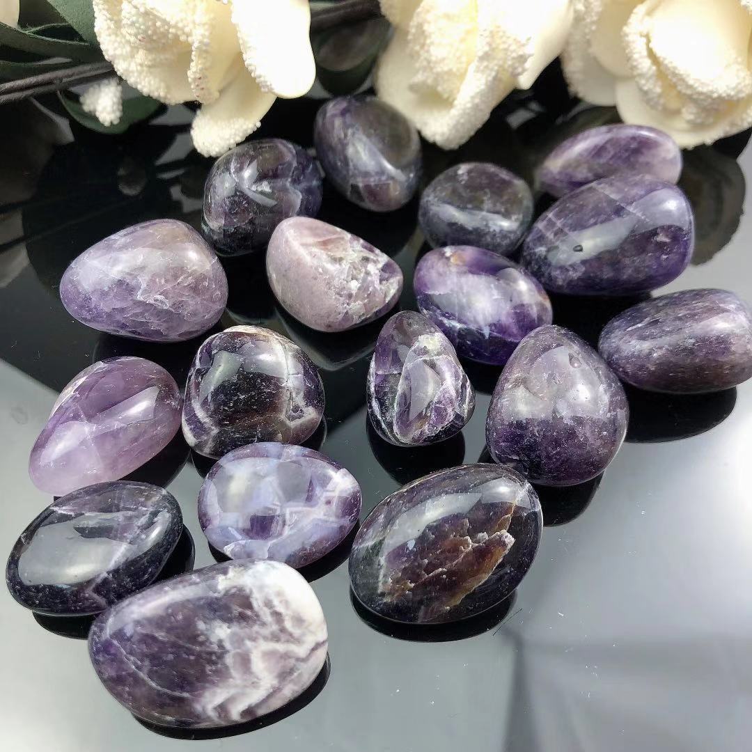 Crystal tumbled gravel crystals healing stones natural reiki deep amethyst raw stone polished crystal stone tumbled