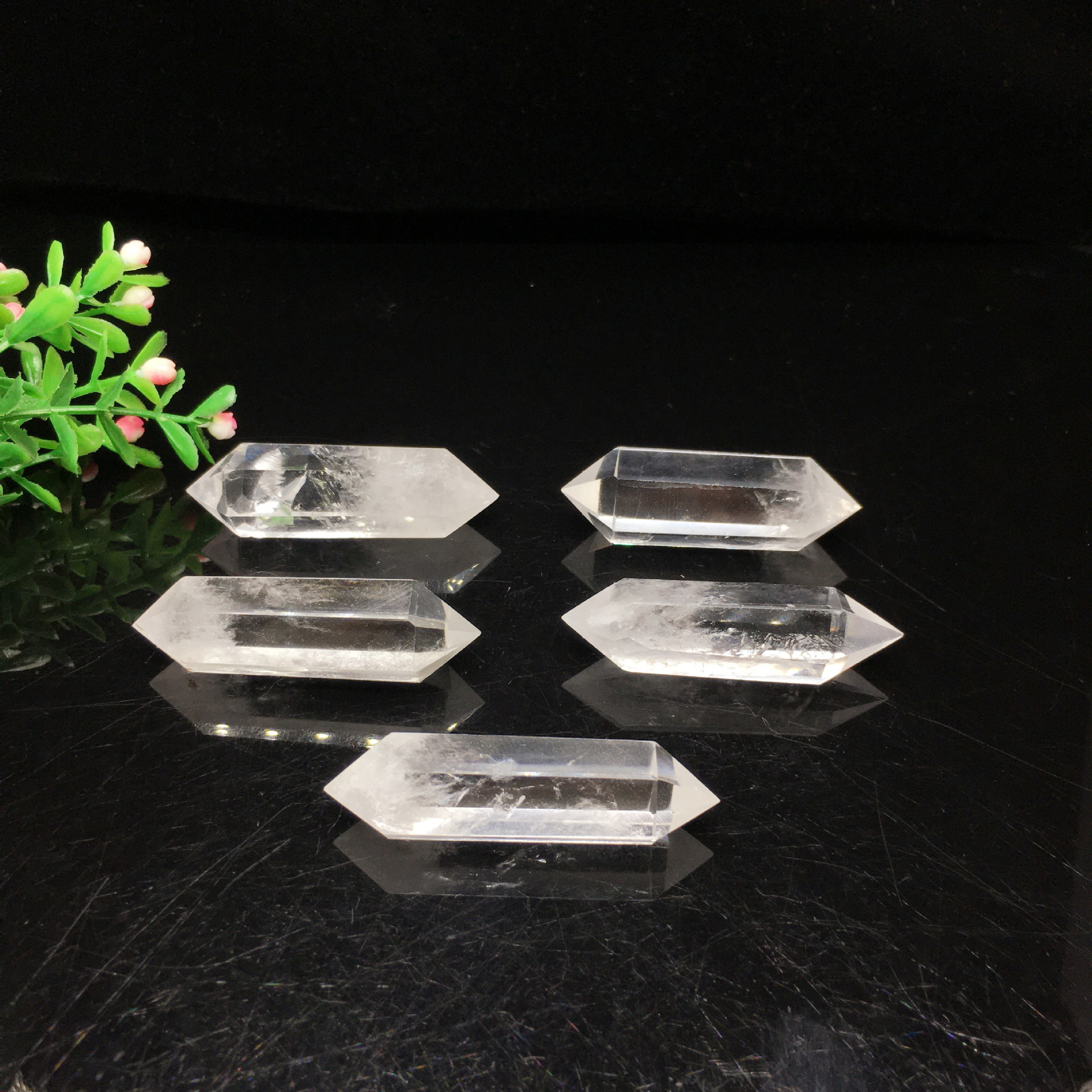 Natural crystal tower point wholesale bulk transparent clear Double pointed white crystal tower for decoration