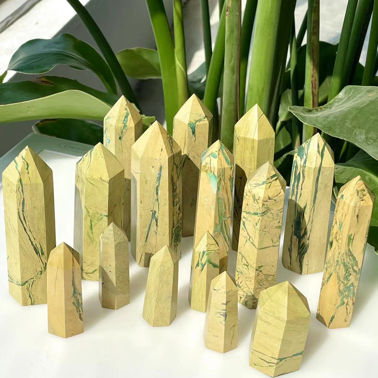 Hot sale natural polished gemstone crystal healing yellow phoenix stone point towers reiki for decoration