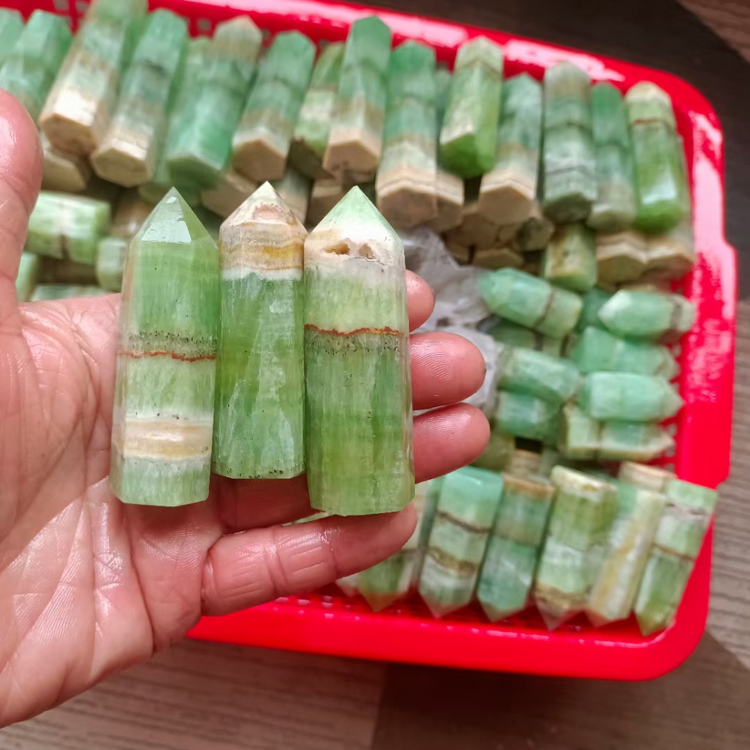 SAMEI JEWELRY Reiki healing crystal points natural polished caribbean calcite quartz crystal wand tower good price