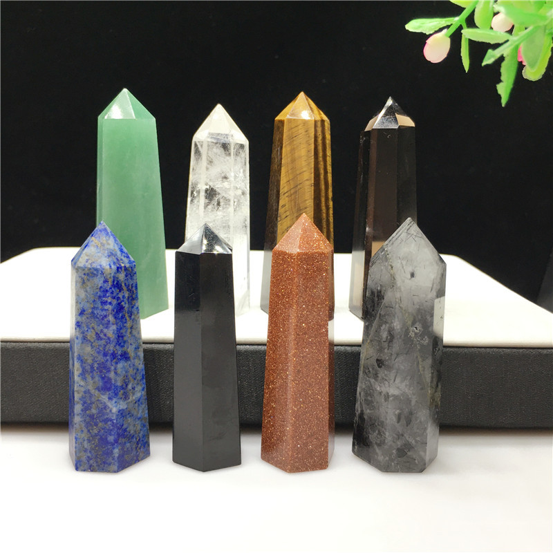 Healing natural gemstone crystal point wand crafts reiki polishing gold sheen obsidian high quality crystal tower