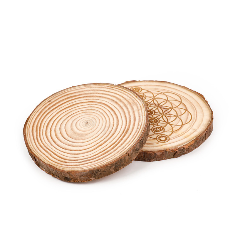 Wholesale Healing Energy Pattern Wood carving crafts round chakra seven star array wooden plate hand carving decoration