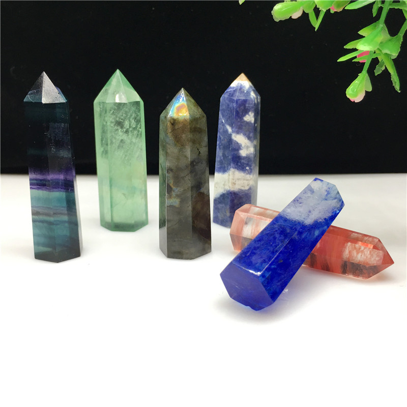 Natural mix crystal point stone healing wholesale bulk polishing mixed crystal towers point for fengshui